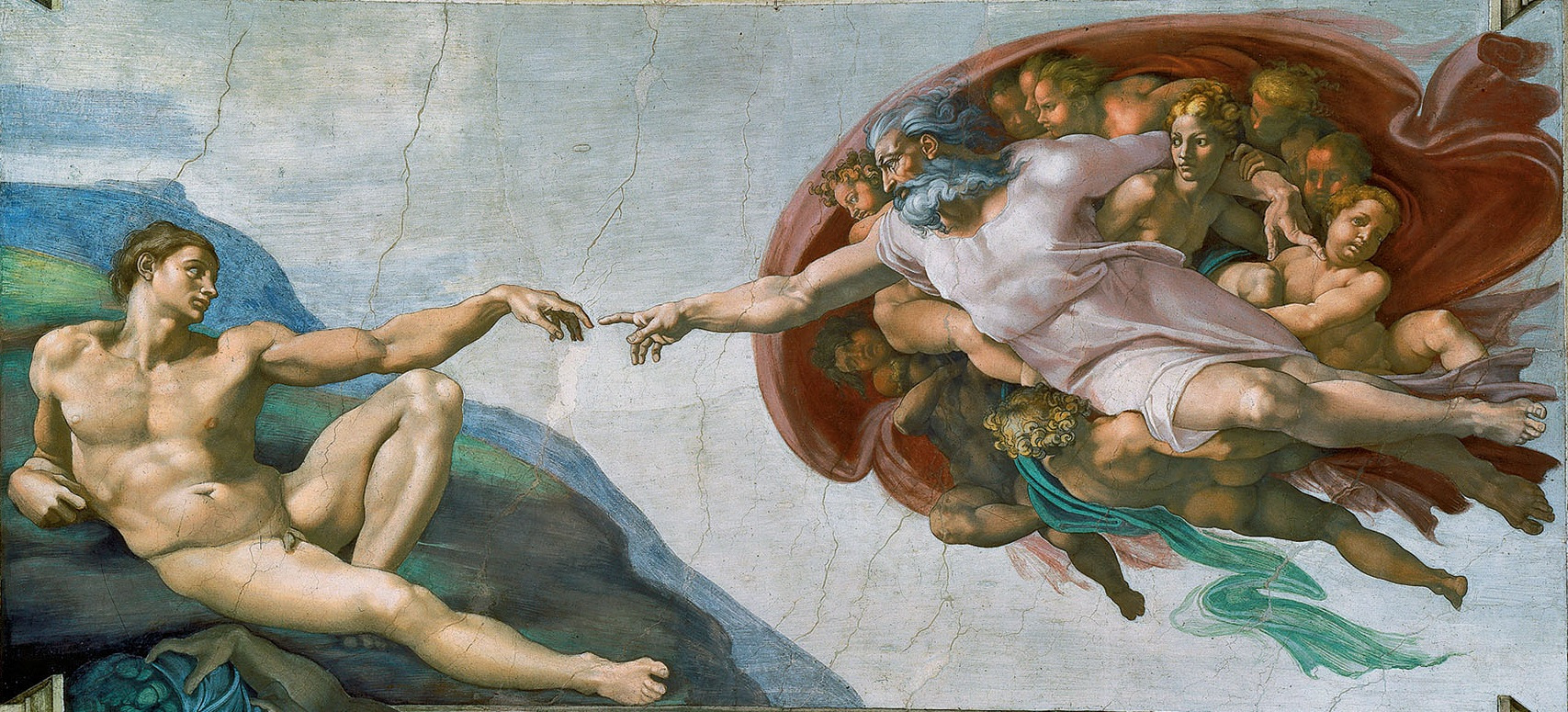 Die „Beseelung“ des Adam (Michelangelo, um 1511; Sixtinische Kapelle)