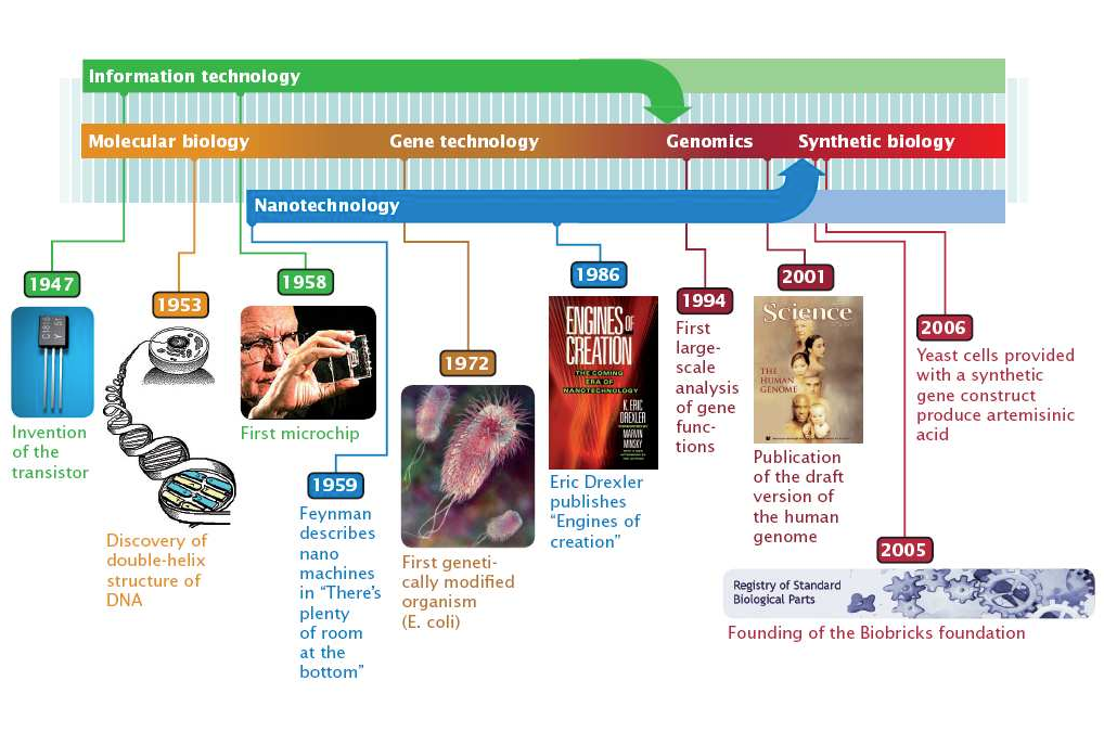 Synthetische Biologie als Ergebnis von Informationstechnologie, Gentechnologie und Nanotechnologie